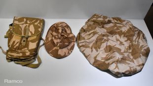 Various types of ex-military desert accessories - 167kg – may require repair / be incomplete
