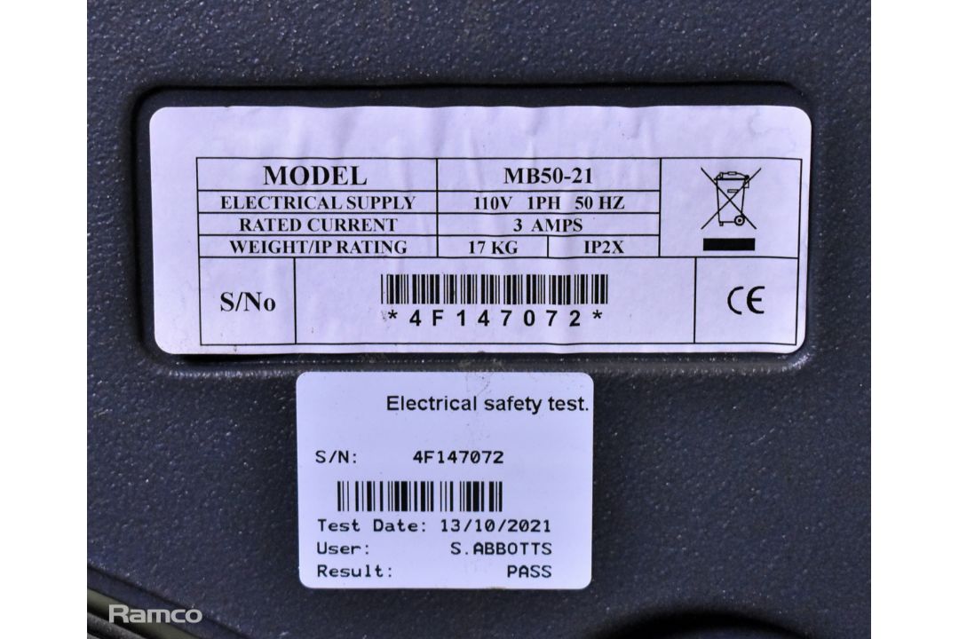 MB50-21 portable electric fan - 110V 1ph 23Amp - W 760 x D 280 x H 790mm - 17kg - Image 2 of 5