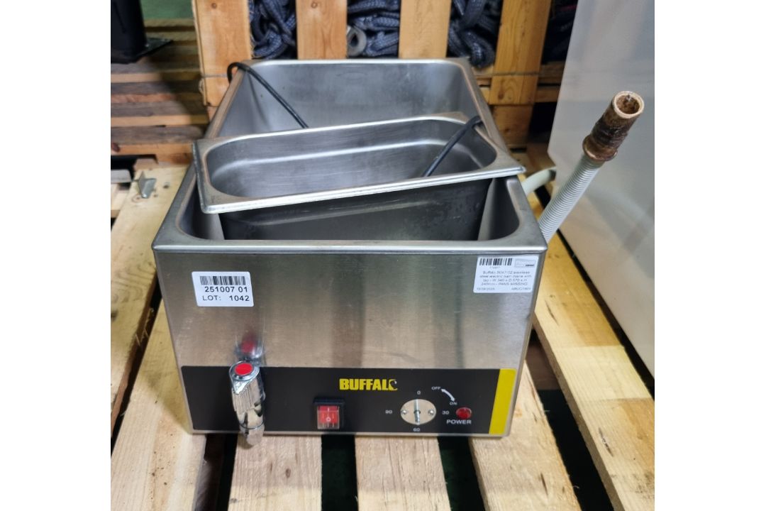 Buffalo S047-02 stainless steel electric bain marie with tap - W 340 x D 570 x H 240mm - Image 1 of 3