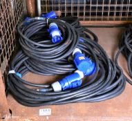 6x Electric extension cables lengths - IP44 32A-6h 220-250V - 10 Mtr