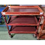 Wooden 3 tier service trolley - W 800 x D 400 x H 870mm