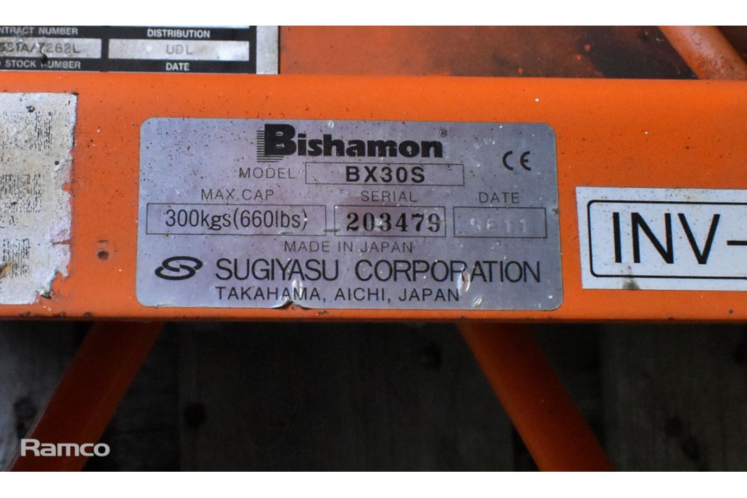 Bishamon BX30S double scissor mobile lift table - capacity: 300kg (660lbs) - Image 6 of 7