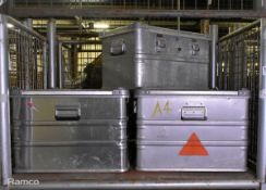 Collection of 3x Zarges aluminium lockable flight cases - full details in description