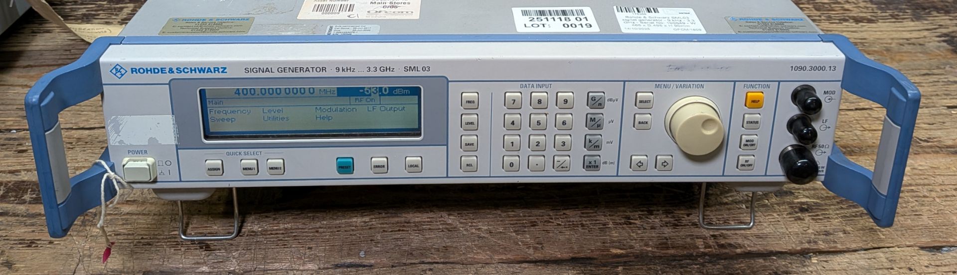 Rohde & Schwarz SML03 signal generator - 9 kHz - 3.3 GHz - Serial No: 100549 - Image 2 of 6