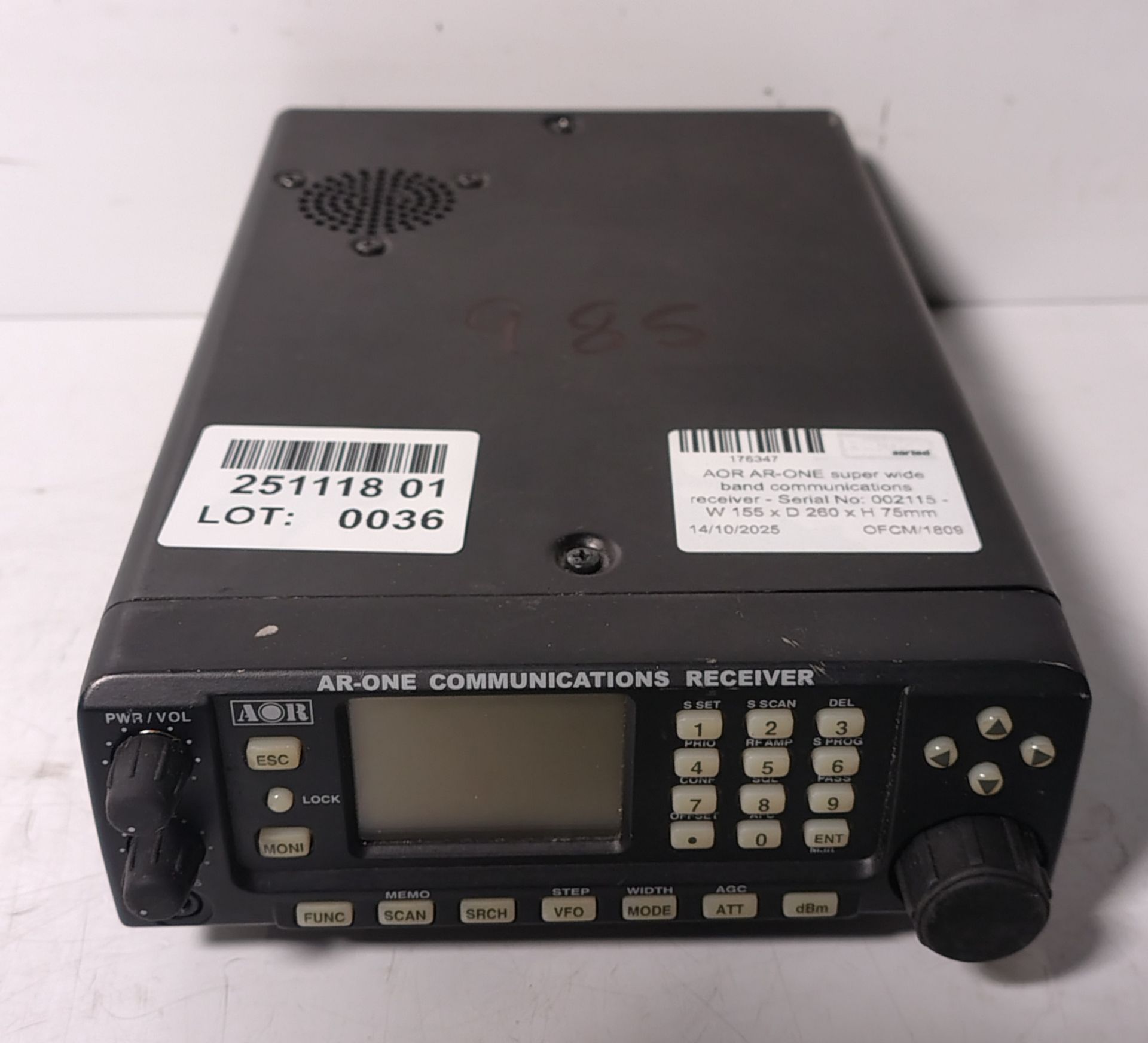 AOR AR-ONE super wide band communications receiver - Serial No: 002115 - W 155 x D 260 x H 75mm