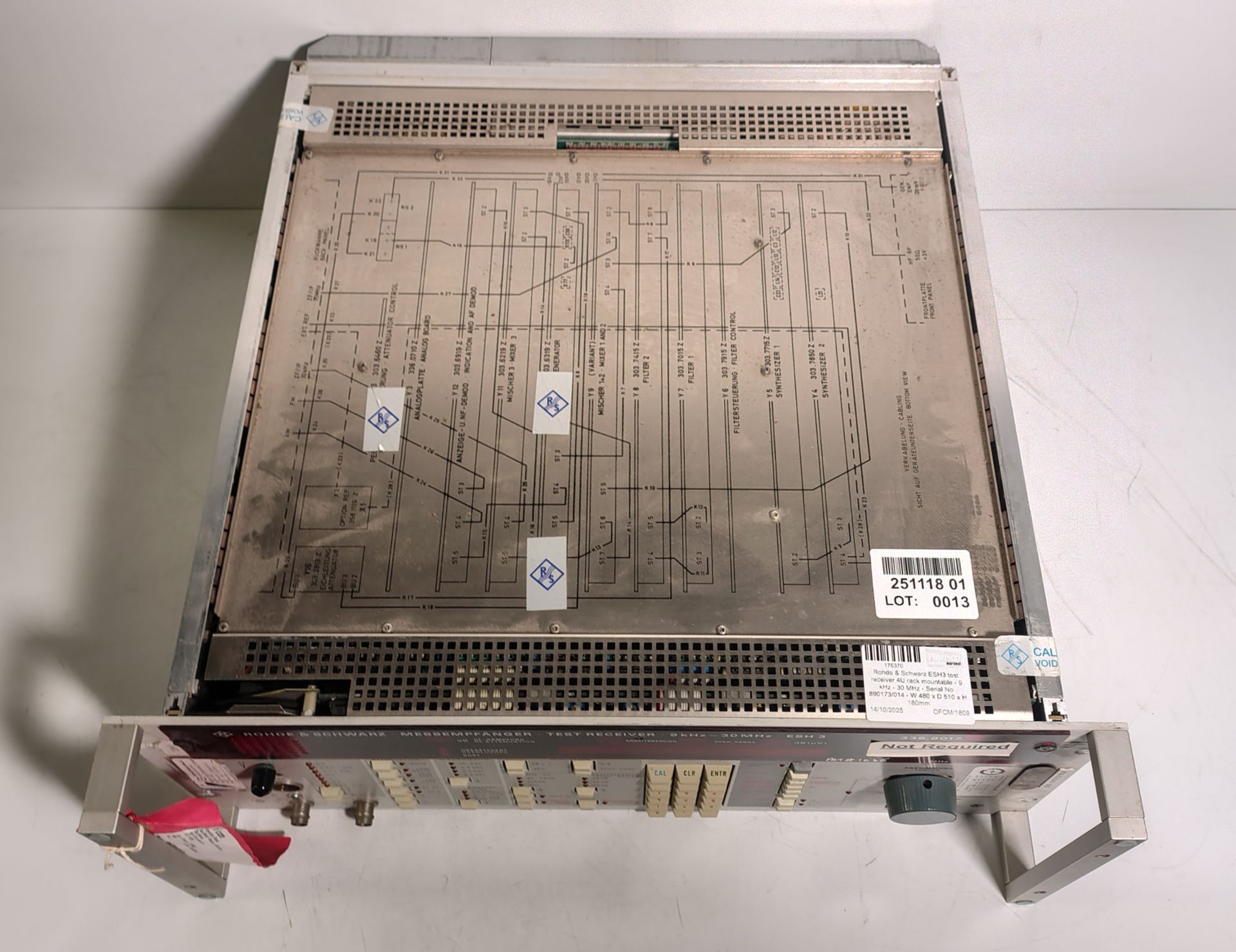 Rohde & Schwarz ESH3 test receiver 4U rack mountable - 9 kHz - 30 MHz - Serial No: 890173/014 - Image 3 of 7