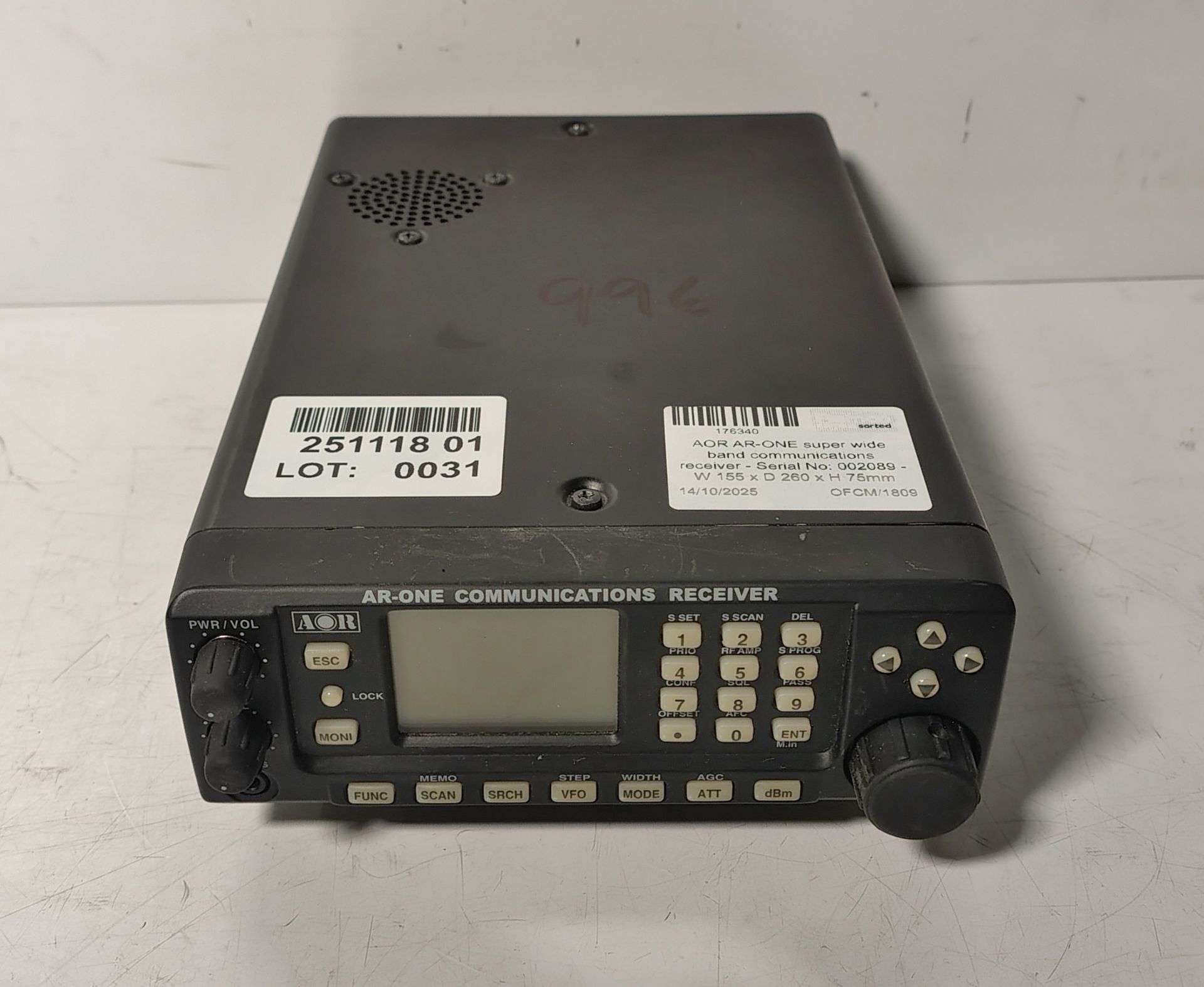 AOR AR-ONE super wide band communications receiver - Serial No: 002089 - W 155 x D 260 x H 75mm