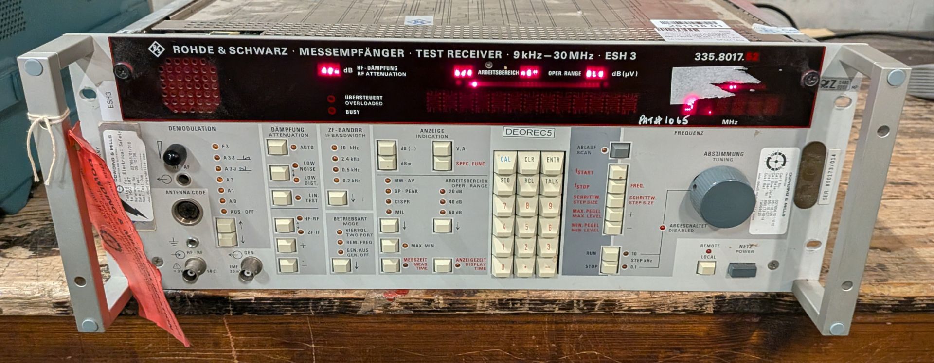Rohde & Schwarz ESH3 test receiver 4U rack mountable - 9 kHz - 30 MHz - Serial No: 890173/014 - Image 2 of 7