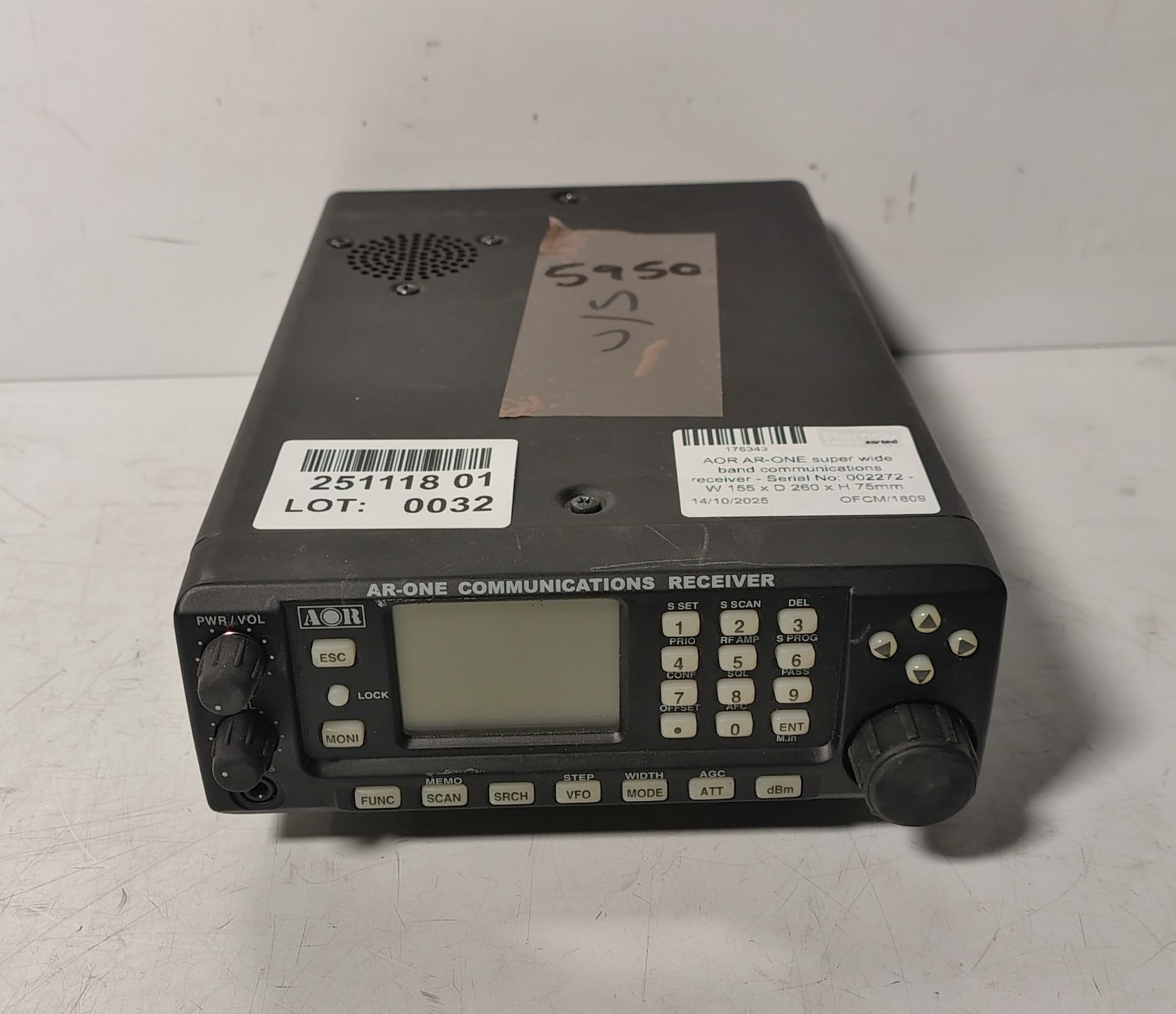 AOR AR-ONE super wide band communications receiver - Serial No: 002272 - W 155 x D 260 x H 75mm