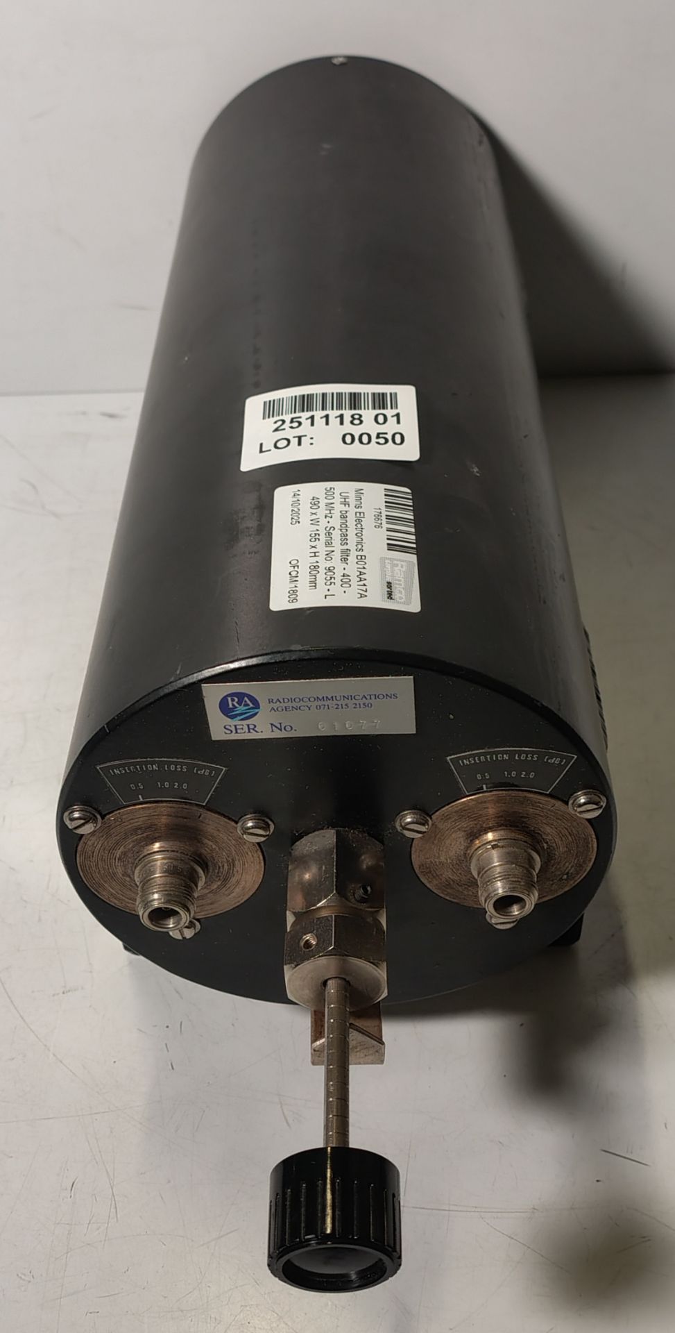 Minns Electronics B01AA17A UHF bandpass filter - 400 - 500 MHz - Serial No: 9055