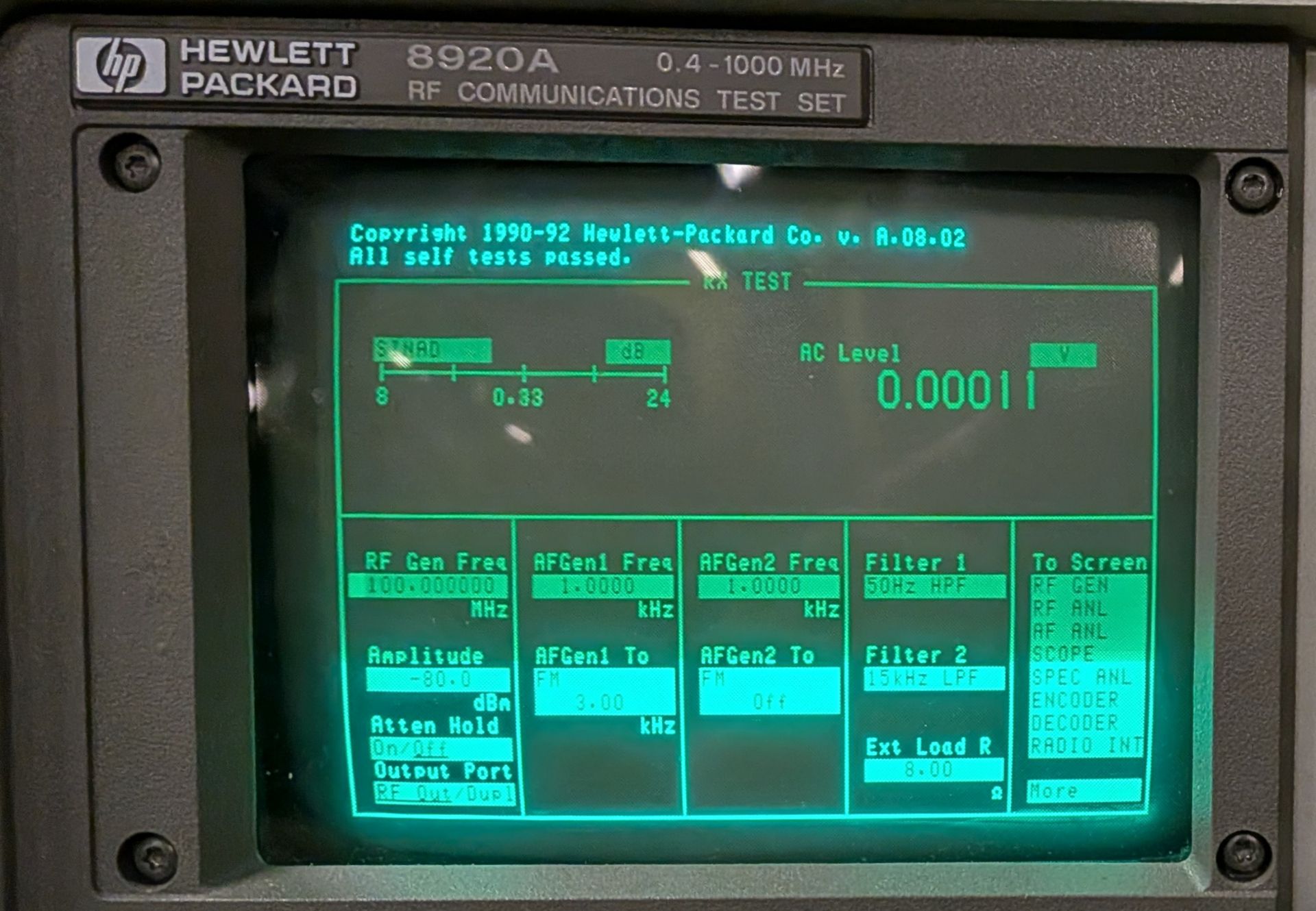 HP 8920A RF communications test set - 0.4 - 1000 MHz - Serial No: 3248U00477 - Image 3 of 7
