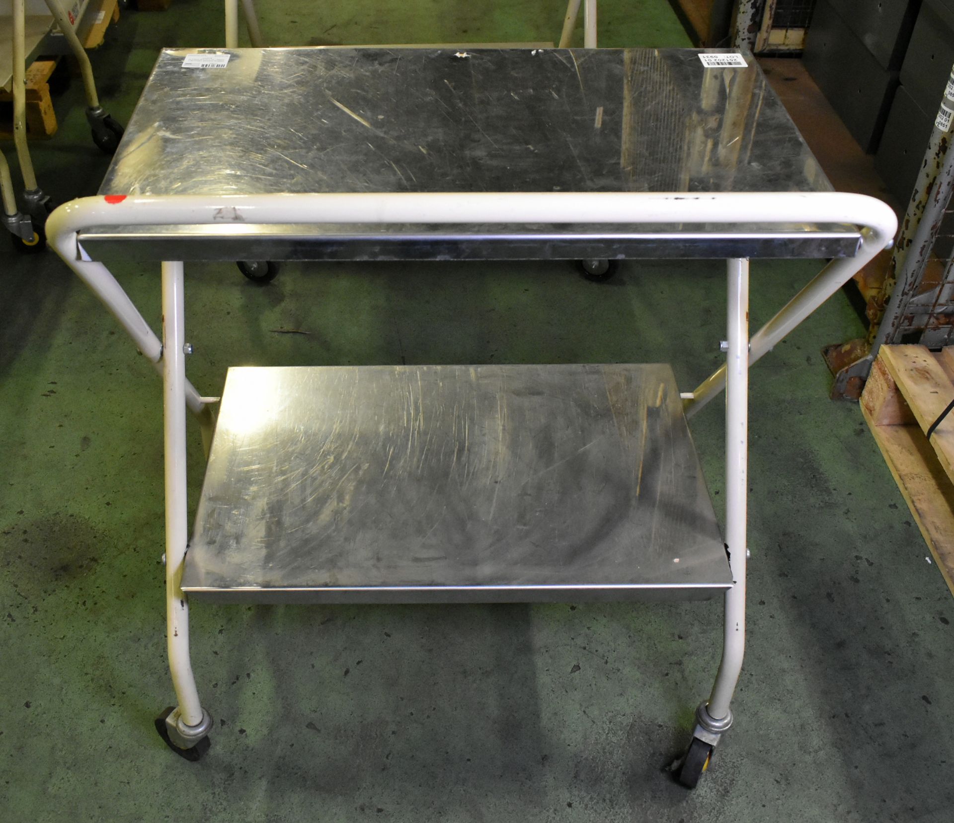 2x Folding medical instrument trolleys - W 770 x D 470 x H 910mm - Image 4 of 7
