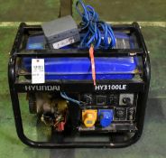 Hyundai HY 3100LE petrol generator - W 600 x D 490 x H 520mm
