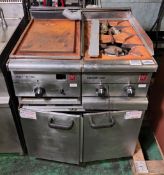 Falcon 350 Series stainless steel hotplate & 2 burner gas hob unit - W 700 x D 700 x H 920mm