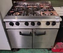 Falcon Dominator stainless steel 6 burner gas oven range - DAMAGED - see description