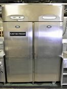 Foster PREMG1350L stainless steel 1350 litre double door freezer- W 1440 x D 855 x H 2080mm