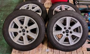 4x Borbet 16 inch car alloy wheels complete with Barum Polaris 3 winter tyres 225/55 R 16 H