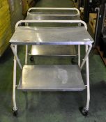 2x Folding medical instrument trolleys - W 770 x D 470 x H 910mm