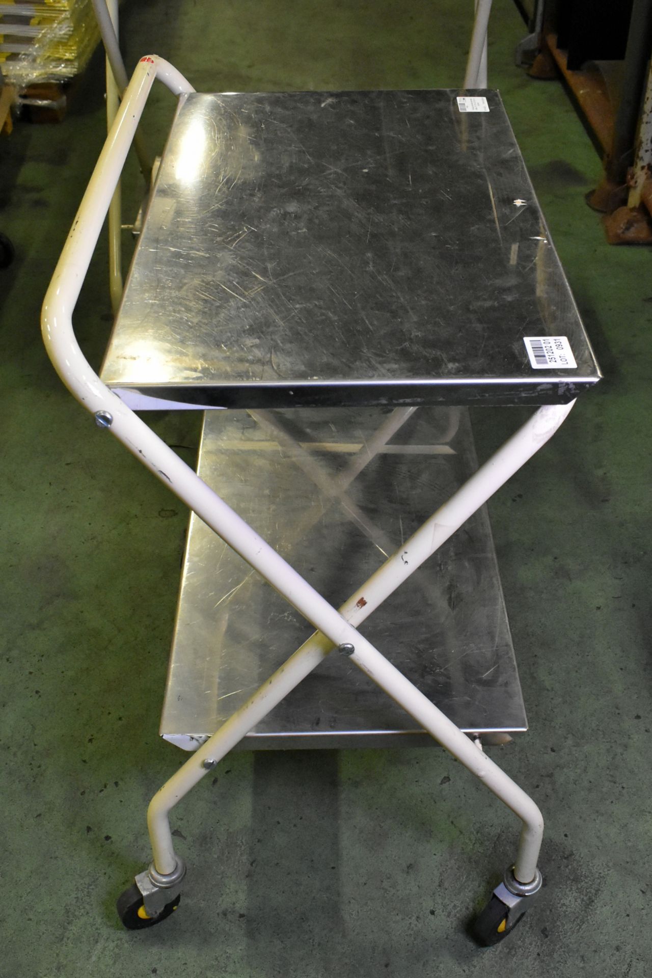2x Folding medical instrument trolleys - W 770 x D 470 x H 910mm - Image 3 of 7