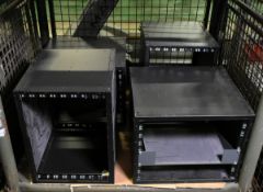 Set of 4 black metal rack mount enclosures