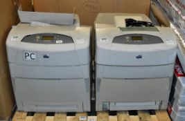 2x HP Colour LaserJet 5550dn Q3715A A3 colour printers - DAMAGED TOP CASING