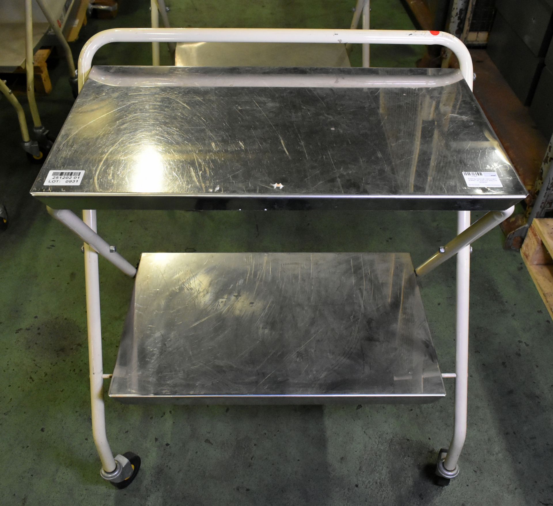 2x Folding medical instrument trolleys - W 770 x D 470 x H 910mm - Image 2 of 7