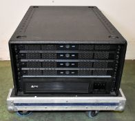 4x G2 Digital W712 1U rack mount PCs with APC 750va smart UPS in 5 star flight case on wheels