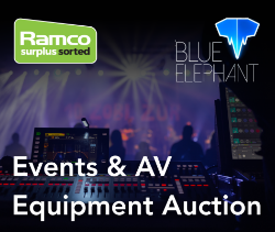 Blue Elephant auction of Events & AV equipment to include lighting, sound, wireless mic systems, projectors, LED panels and much more