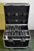 5x ProLights SmartBatPlus LED uplighters with RF remote and 13A to powerCON power adapter in case