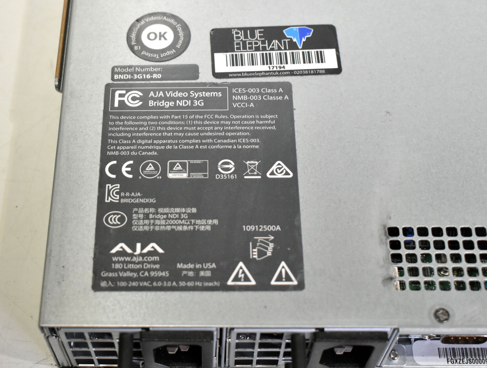 AJA Video Systems Bridge NGI 3G BNDI-3G16-R0 1RU high density HD - full details in description - Image 5 of 5