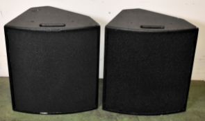 2x Max M15 stage monitors/speakers in flight case on wheels
