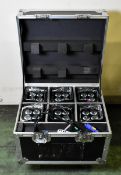 6x ProLights SmartBatPlus LED uplighters with RF remote and 13A to powerCON power adapter in case