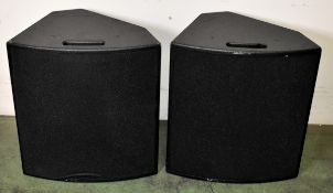 2x Max M15 stage monitors/speakers in flight case on wheels