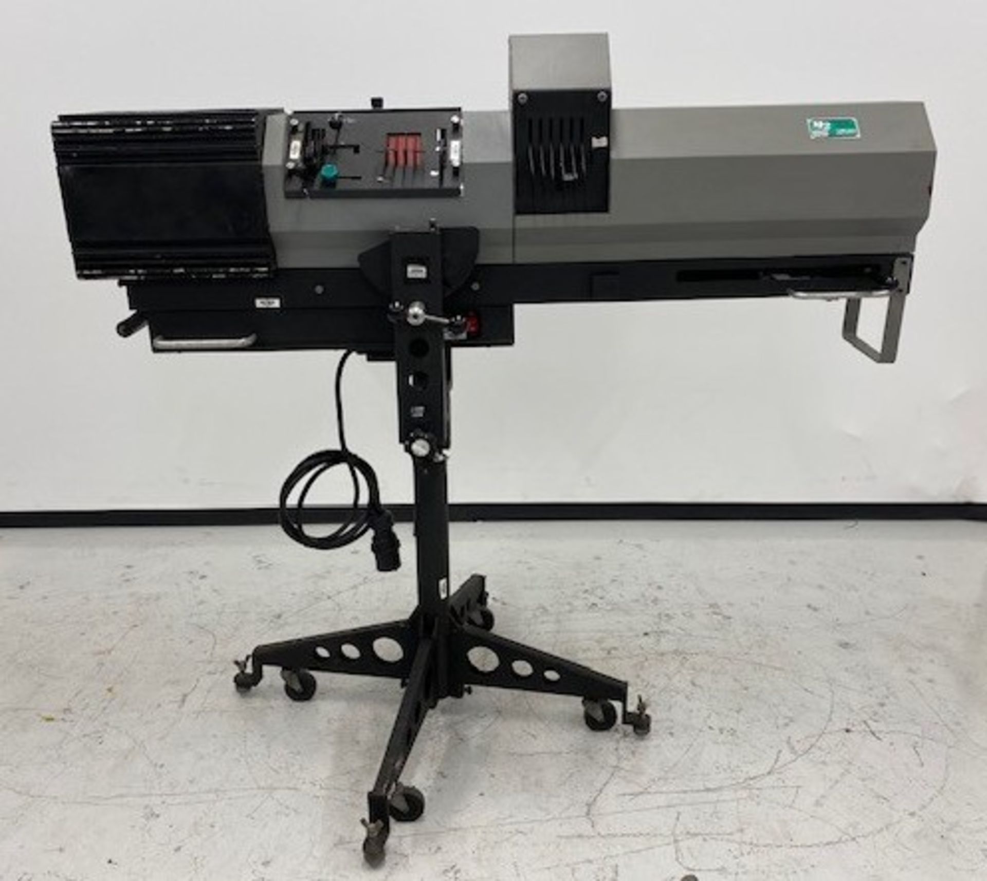 2x Lycian M2 Long Throw Followspot with electric ballast. Stand in separate case - Image 3 of 7