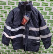 8x Portwest Bizflame - Anti-Static - Flame resistant - navy blue rain jackets - small & large