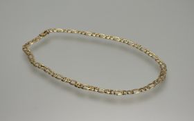 A 9ct gold reeded flat link curb style necklace with box clip fastening: l. x 19cm 12.57g