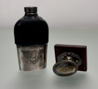 An Edwardian mahogany mounted novelty epns door handle paperweight: h. x 6cm l. x 6.5cm and pocket