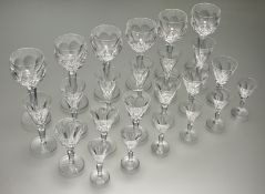 A collection of Waterford Crystal Sheila pattern glassware comprising, six wine glasses (h-19cm),