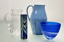 A collection of decorative wares comprising, a Buchan Stoneware duck egg blue pitcher (marked verso)