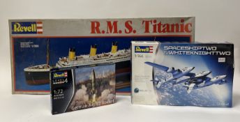 A collection of Revell model kits comprising, a R.M.S. Titanic model scale 1/350, together with a