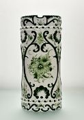 A Modern Portuguese hand-painted green ceramic stick stand. (h-45.5cm)