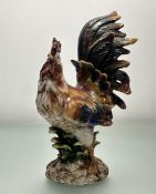A large Italian Majolica ceramic model of a Cockerel. (h-46cm)