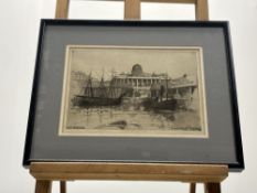 A pair of etchings by W.R Wakefield, one titled - Custom House Liverpool (16cmx23cm) the other