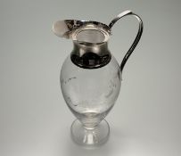A modern Mappin & Webb Sheffield silver-mounted crystal baluster iced water jug: h. x 29.5cm d. x