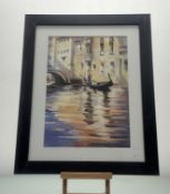 J.M Johnson, Sunshine and Shadows, watercolour, signed bottom right, exhibition label verso, in a