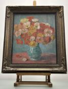 A 19thc School, Still life of Poppies in a Jug, oil on canvas, in a glazed frame. (51cmx41cm)