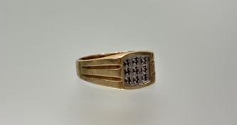 A Canadian 10k gold set three rows of three diamond points 4/5 6.85g