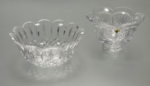 A Waterford Crystal Newgrange pattern footed bowl (h-13cm) together with a Lismore pattern