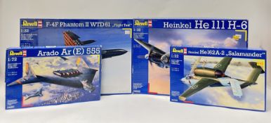 A collection of Revell model aviation kits comprising, a 1/32 scale F-4F Phantom II WTD 61, a