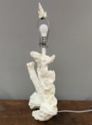 A resin table lamp in the form of bleached driftwood with finial to top (plug removed) (h. to top